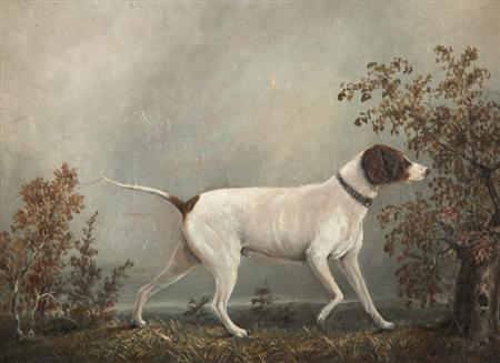 Lot image - British School 19th Century Pointer in a Landscape