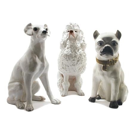 Lot image - Group of Three Ceramic Dogs