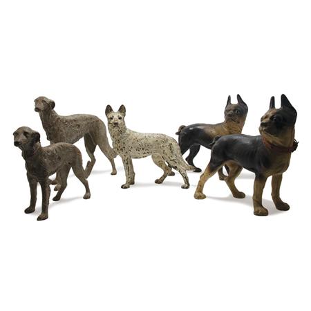 Lot image - Group of Five Cast Iron Dog Doorstops