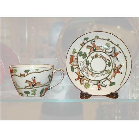 Lot image - Crown Staffordshire Porcelain Breakfast Cup and Saucer; Together with a Pewter Top Stein