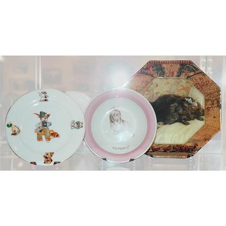 Lot image - Group of Five Dog Decorated Table Articles