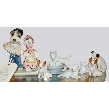 Lot image - Group of Seven Porcelain Dogs