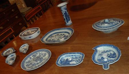 Lot image - Group of Chinese Export Blue and White Porcelain Articles