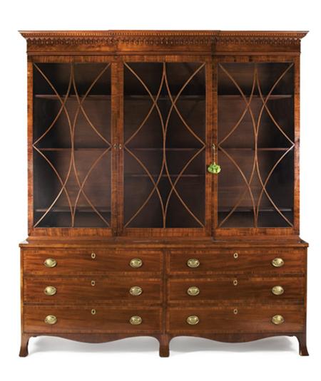 Lot image - Federal Mahogany Breakfront Bookcase