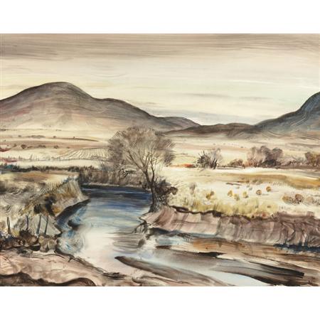 Lot image - Peter Hurd American, 1904-1984 Western Landscape