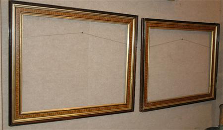 Lot image - Pair of Inlaid, Ebonized and Parcel Gilt Picture Frames