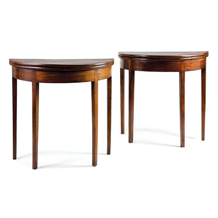 Lot image - Pair of George III Mahogany Fold-Over Side Tables