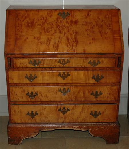 Lot image - Chippendale Figured Maple Slant Front Desk