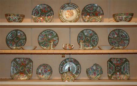 Lot image - Group of Canton Rose Medallion Porcelain Articles