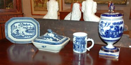 Lot image - Group of Chinese Export Blue and White Porcelain Articles