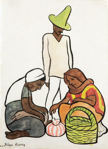 Lot image - Diego Rivera Mexican, 1886-1957 Untitled (Three Peasants)