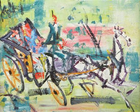 Lot image - Gen Paul French, 1895-1975 Horse and Carriage