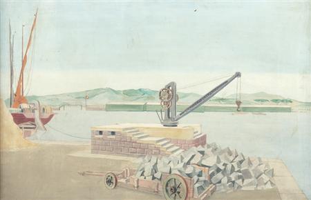 Lot image - Stefan Hirsch American,1899-1964 Quarry Stones at Port, 1929