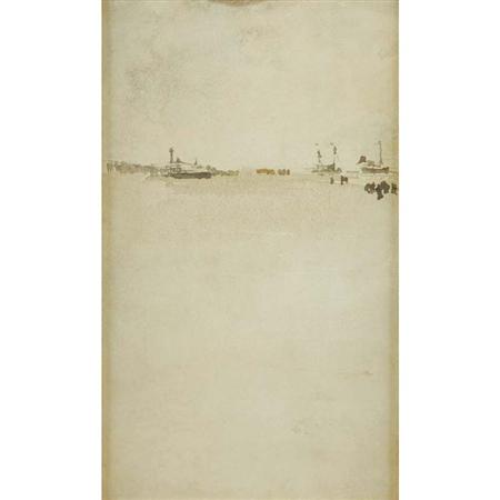 Lot image - James Abbott McNeill Whistler American, 1834-1903 Beach Scene at Dieppe, circa 1885-95