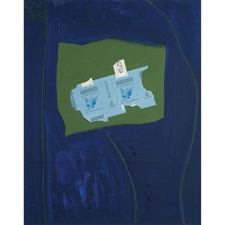 Lot image - Robert Motherwell American, 1915-1991 Gauloises on Green and Ultramarine No. 1, 1972