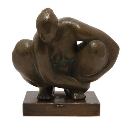 Lot image - Francisco Zuniga Mexican, 1912-1998 Desnudo de Cuclillas/Crouching Nude, 1963