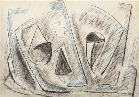 Lot image - Anne Ryan American, 1889-1954 Black and Blue Abstraction, circa 1949-50