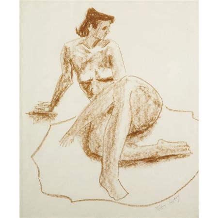 Lot image - Milton Avery American, 1885-1965 Seated Nude, 1956