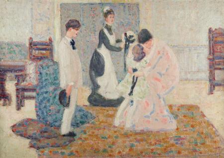 Lot image - William Emile Schumacher American, 1870-1930 The Kiss (Family Life), 1911