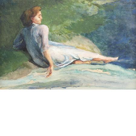 Lot image - John LaFarge American, 1835-1910 Otatoa at the Papaseea Falls, 1891