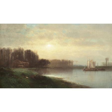 Lot image - Samuel Colman American, 1832-1920 River Landscape, 1861