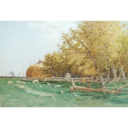 Lot image - Alfred Thompson Bricher American, 1837-1908 Farm in Southampton, Long Island, 1883