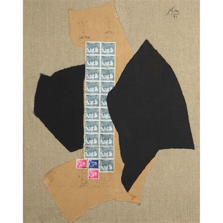 Lot image - Robert Motherwell American, 1915-1991 Untitled (With Stamps), 1991
