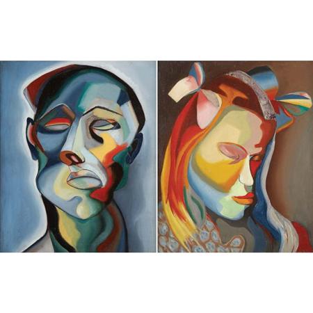Lot image - John Millard Ferren American, 1905-1970 (i) Untitled (Female Head), circa 1938 (ii) Unttiled (Male Head), circa 1938