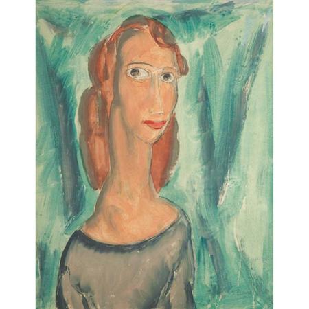 Lot image - Alfred Henry Maurer American, 1868-1932 Portrait of a Woman with Red Hair