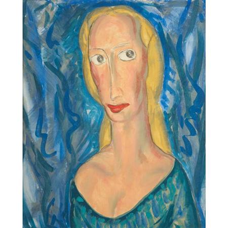 Lot image - Alfred Henry Maurer American, 1868-1932 Portrait of a Lady with Blonde Hair