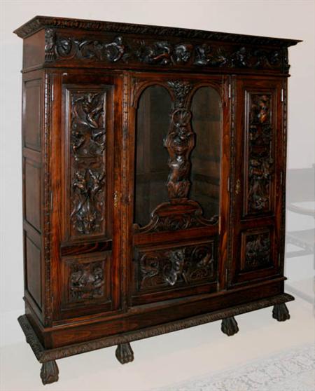 Lot image - Renaissance Style Stained Oak Armoire