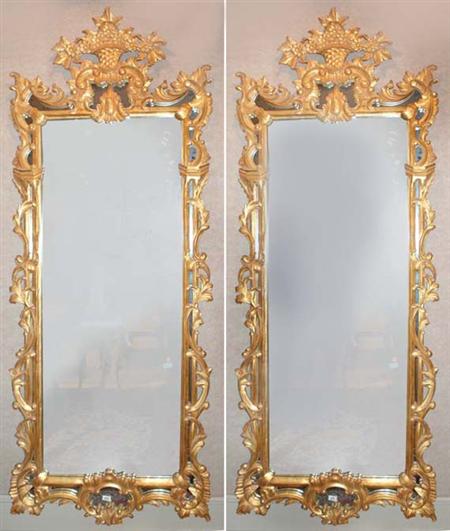 Lot image - Pair of Transitional Louis XV/XVI Style Painted Mirrors
