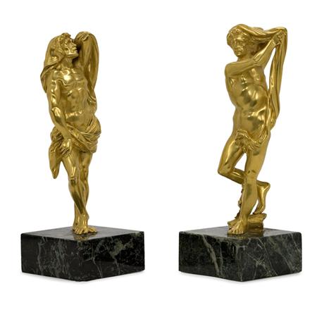 Lot image - Pair of Continental Baroque Style Gilt-Bronze Figures