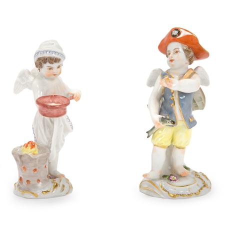 Lot image - Two Meissen Porcelain Figures of Cupids