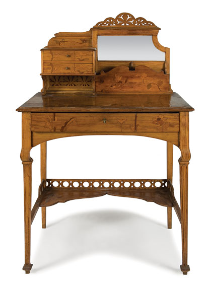 Lot image - Galle Marquetry Inlaid Fruitwood Bonheur du Jour