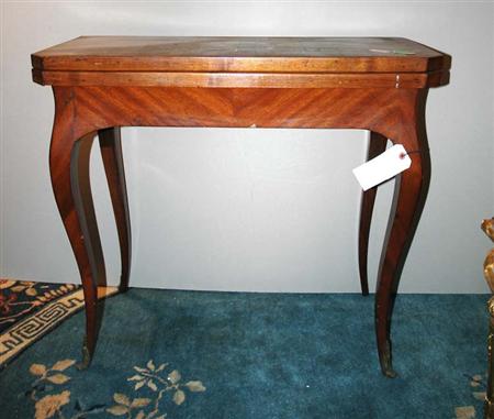 Lot image - Transitional Louis XV/XVI Style Parquetry Inlaid Walnut Games Table