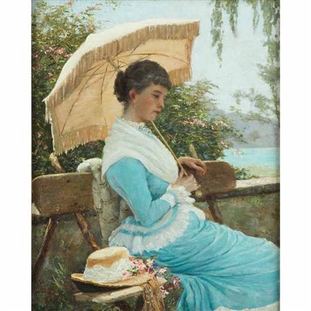 Lot image - Francis William Loring American, 1838-1905 On the Terrace, 1895