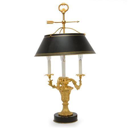 Lot image - Transitional Louis XV/XVI Style Gilt-Bronze Three-Light Bouillotte Lamp