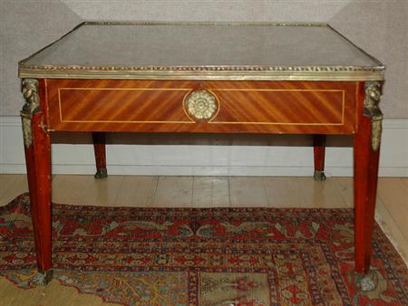 Lot image - Empire Style Gilt-Metal Mounted Mahogany Inlaid Low Table