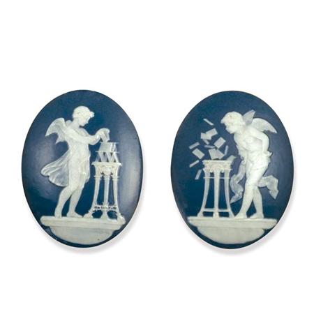 Lot image - Pair of Framed Minton Pate Sur Pate Porcelain Plaques