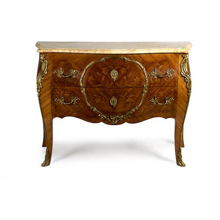 Lot image - Louis XV Style Gilt-Metal Mounted Marquetry Inlaid Walnut Commode