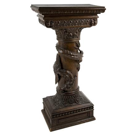 Lot image - Renaissance Style Carved Oak Pedestal