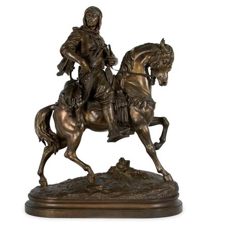 Lot image - Spelter Equestrian Figural Group of an Arab Cavalier