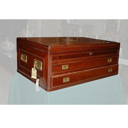 Lot image - Tiffany & Co. Carved Mahogany Flatware Chest