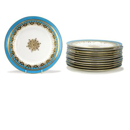 Lot image - Set of Twelve Sevres Style Porcelain Dinner Plates