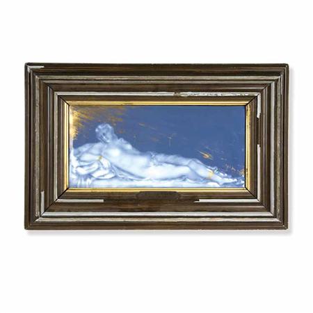 Lot image - Framed Continental Pate Sur Pate Porcelain Plaque Le Repos