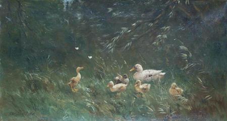 Lot image - David Adolph Constant Artz Dutch, 1870-1951 Ducks and Butterflies