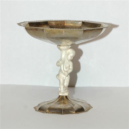 Lot image - Continental Silver Gilt and Carved Ivory Compote