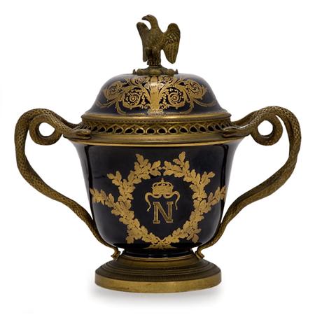 Lot image - Sevres Style Gilt-Metal Mounted Porcelain Urn