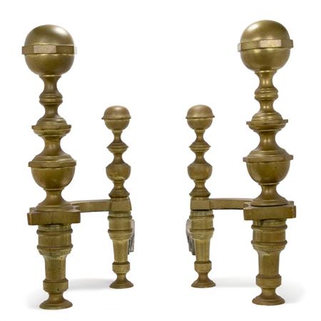 Lot image - Pair of Louis XVI Style Gilt-Bronze Andirons